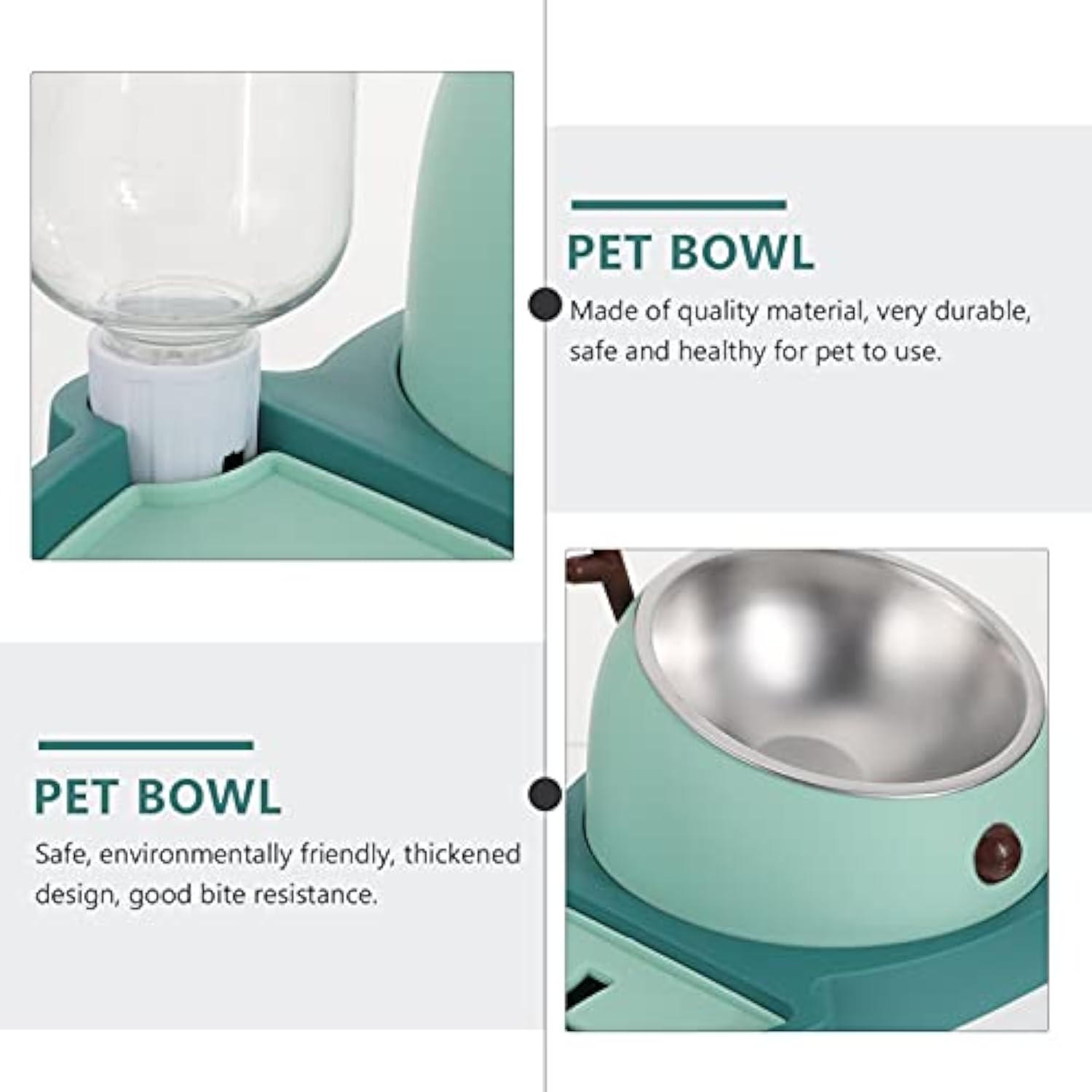 HKM-7780029 Automatic Slow Feeder Pet Bowl with Stainless Steel and Detachable Water Tray for Dogs and Cats
