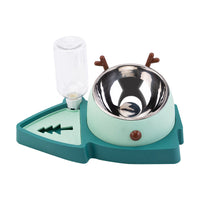 HKM-7780029 Automatic Slow Feeder Pet Bowl with Stainless Steel and Detachable Water Tray for Dogs and Cats