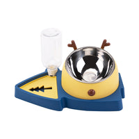 HKM-7780029 Automatic Slow Feeder Pet Bowl with Stainless Steel and Detachable Water Tray for Dogs and Cats