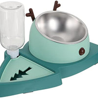 HKM-7780029 Automatic Slow Feeder Pet Bowl with Stainless Steel and Detachable Water Tray for Dogs and Cats