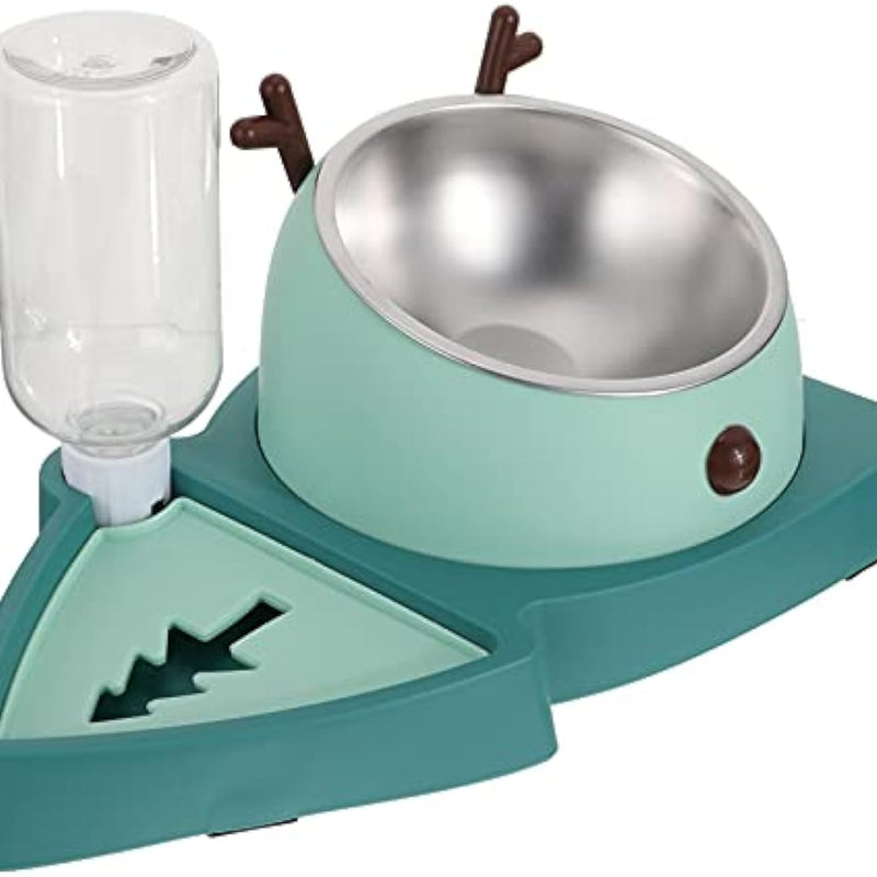 HKM-7780029 Automatic Slow Feeder Pet Bowl with Stainless Steel and Detachable Water Tray for Dogs and Cats