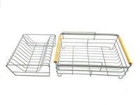 HKM-778067 2-Tier Stainless Steel Dish Drying Rack with Utensil Holder for Kitchen Organization