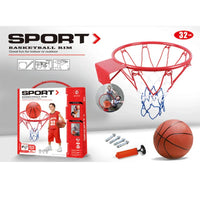 HKM-778131 Adjustable Mini Basketball Hoop Set for Kids, Portable 32Cm Iron Board with Pump and Net, Ages 2-7