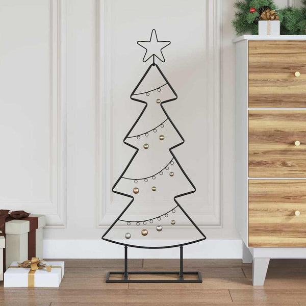 HKM-778131 Minimalist Black Metal Christmas Tree with Stand - 90 cm Height for Indoor & Sheltered Outdoor Use