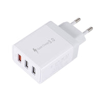 HKM-778195 3-Port USB Wall Charger - Fast Charging for EU, US, and UK Adaptors