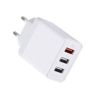 HKM-778195 3-Port USB Wall Charger - Fast Charging for EU, US, and UK Adaptors