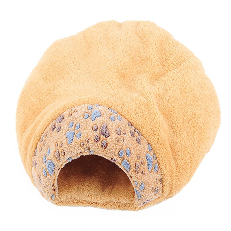 HKM-7782589 Universal Semi-Closed Cat Nest for All Seasons - Lined with PP Cotton, S/M Sizes Available
