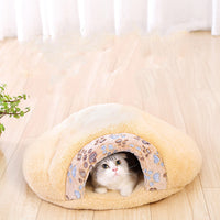 HKM-7782589 Universal Semi-Closed Cat Nest for All Seasons - Lined with PP Cotton, S/M Sizes Available
