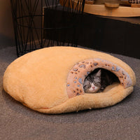 HKM-7782589 Universal Semi-Closed Cat Nest for All Seasons - Lined with PP Cotton, S/M Sizes Available