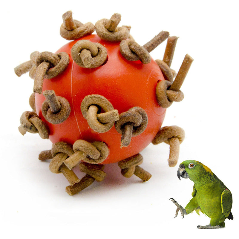 HKM-778259 Interactive Plastic Chewing Ball for Parrots with Leather Rope