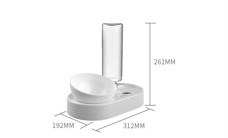 HKM-7782717 Automatic Double Bowl Pet Feeder with 600ML Water Dispenser and Adjustable Height Design for Dogs and Cats