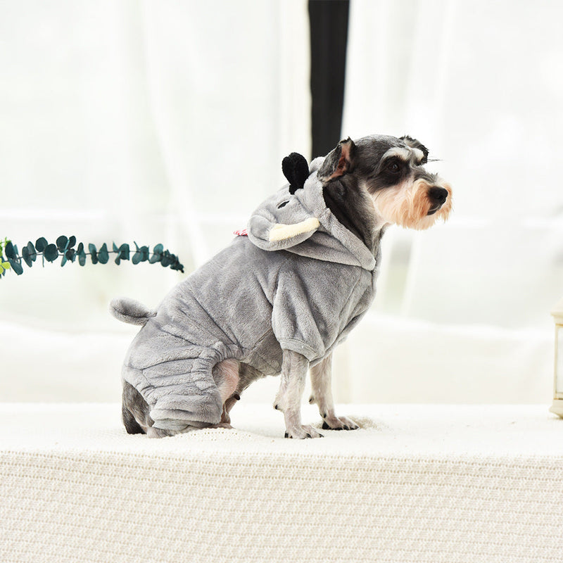 HKM-7783101 Cozy Velvet Hoodie for Small and Medium Dogs - Casual Style, Grey, Multiple Sizes Available