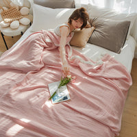 HKM-778323 Four-Layer Solid Color Pure Cotton Towel Blanket in Two Sizes, Japanese Style