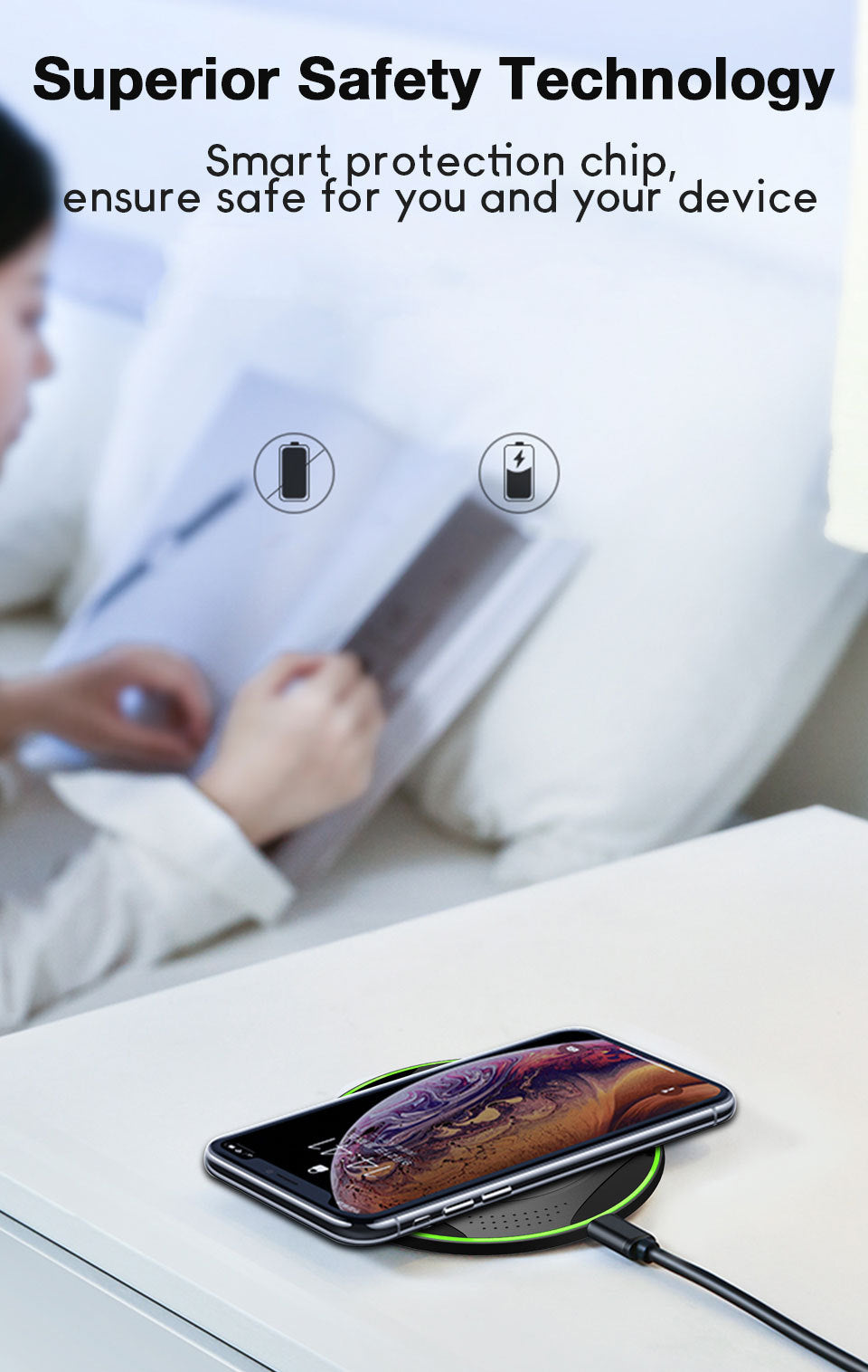 HKM-778387 Portable Wireless Charger Fast Charging, QI-Compatible, 5V/2A & 9V/1.7A, Efficient Up to 75%