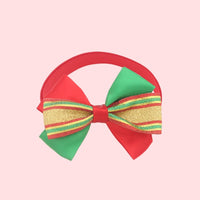 HKM-7784509 Christmas Adjustable Pet Collar with Bow Tie for Dogs and Cats - Festive Holiday Neck Strap
