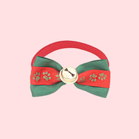 HKM-7784509 Christmas Adjustable Pet Collar with Bow Tie for Dogs and Cats - Festive Holiday Neck Strap