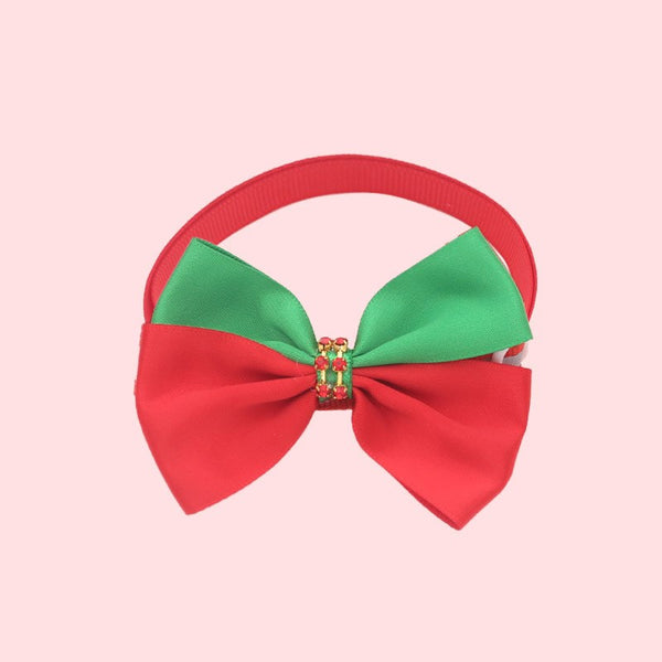 HKM-7784509 Christmas Adjustable Pet Collar with Bow Tie for Dogs and Cats - Festive Holiday Neck Strap