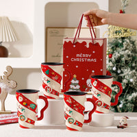 HKM-778451 Christmas Couple Cartoon Ceramic Mug – 401-500ml Capacity