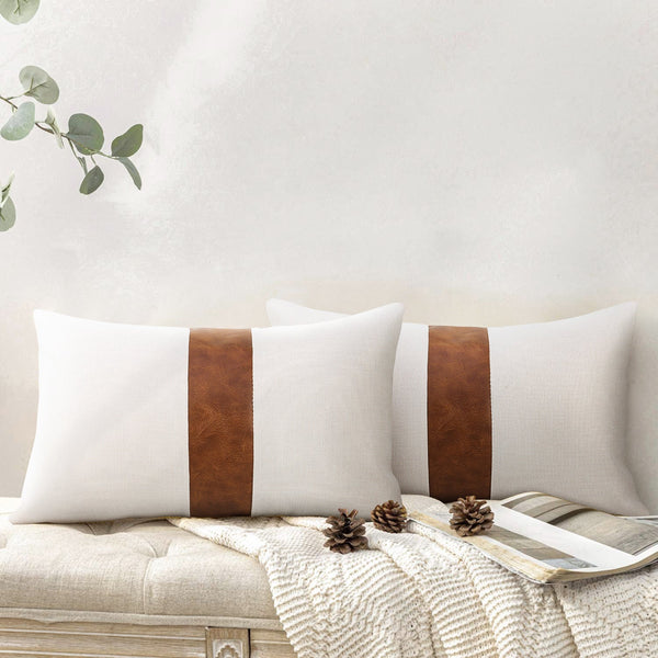 HKM-778451 Modern Solid Color Pu Leather Pillow Cover - 45x45cm & 30x50cm