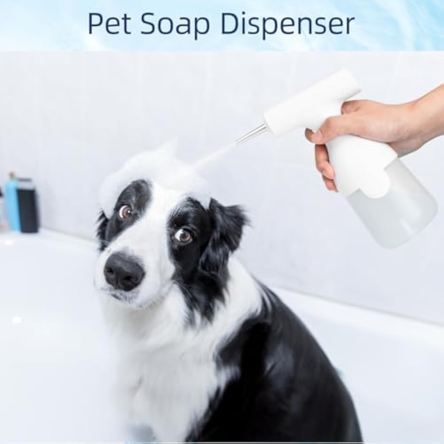 HKM-7785789 Electric Foam Soap Dispenser for Efficient Pet Bathing and Cleaning, Rechargeable, Whisper-Quiet Motor