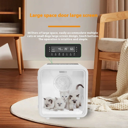 HKM-778579 Intelligent 66L Pet Dryer Box with PTC Heating, Low Noise, and Remote Control for Cat Grooming