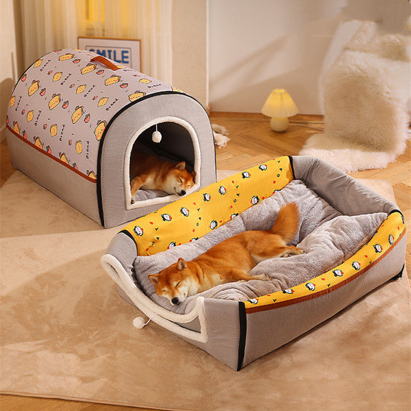 HKM-7786557 Cozy Removable Washable Dog House for Corgis & Shiba Inus - Multiple Sizes Available