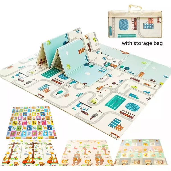 HKM-778707 Foldable 1CM Thick Cartoon XPE Anti-Skid Baby Play Mat - Water-Resistant & Easy to Clean