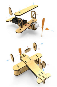 HKM-778771 DIY Electric Motor Biplane Glider Model Kit for Kids - STEM Educational Building Project