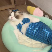 HKM-7787965 Pet Mermaid Fishtail Costume for Cats and Dogs - Cute Underwater Dress for Playtime and Photos