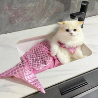 HKM-7787965 Pet Mermaid Fishtail Costume for Cats and Dogs - Cute Underwater Dress for Playtime and Photos
