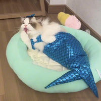 HKM-7787965 Pet Mermaid Fishtail Costume for Cats and Dogs - Cute Underwater Dress for Playtime and Photos