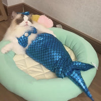 HKM-7787965 Pet Mermaid Fishtail Costume for Cats and Dogs - Cute Underwater Dress for Playtime and Photos