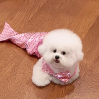HKM-7787965 Pet Mermaid Fishtail Costume for Cats and Dogs - Cute Underwater Dress for Playtime and Photos