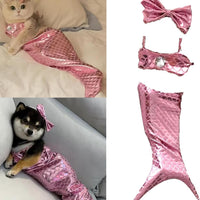 HKM-7787965 Pet Mermaid Fishtail Costume for Cats and Dogs - Cute Underwater Dress for Playtime and Photos