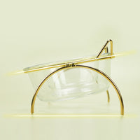 HKM-7788477 Transparent Glass Cat Bowl with Metal Stand for Comfortable Feeding and Drinking