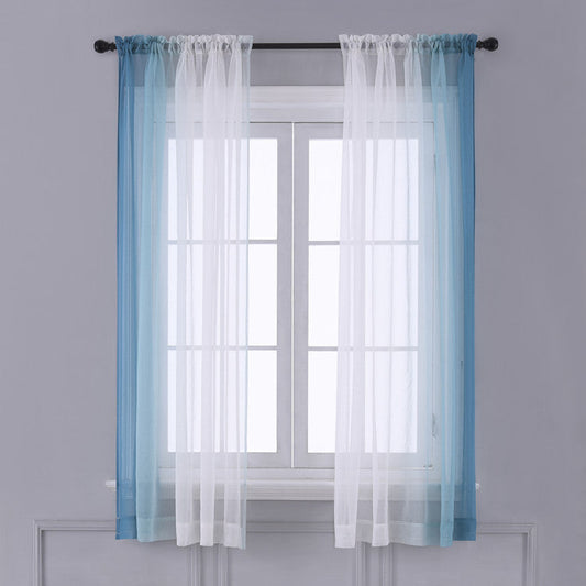 HKM-779027 Gradient Color Linen-like Curtain for Windows - Various Sizes Available