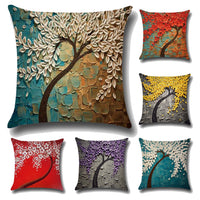HKM-779027 Three-Dimensional Oil Painting Floral Cotton Cushion Cover for Car and Home Decor