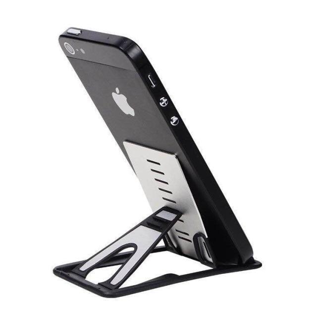 HKM-779027 Universal Black Card Phone Holder for Desktop Use - Adjustable Lazy Bracket, Compact Design 8.5CM x 5CM