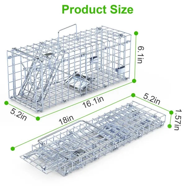 HKM-7791933 Humane Foldable Rat Trap Cage - Live Rodent Catcher with Galvanized Iron Construction