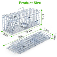 HKM-7791933 Humane Foldable Rat Trap Cage - Live Rodent Catcher with Galvanized Iron Construction