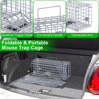 HKM-7791933 Humane Foldable Rat Trap Cage - Live Rodent Catcher with Galvanized Iron Construction