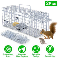 HKM-7791933 Humane Foldable Rat Trap Cage - Live Rodent Catcher with Galvanized Iron Construction