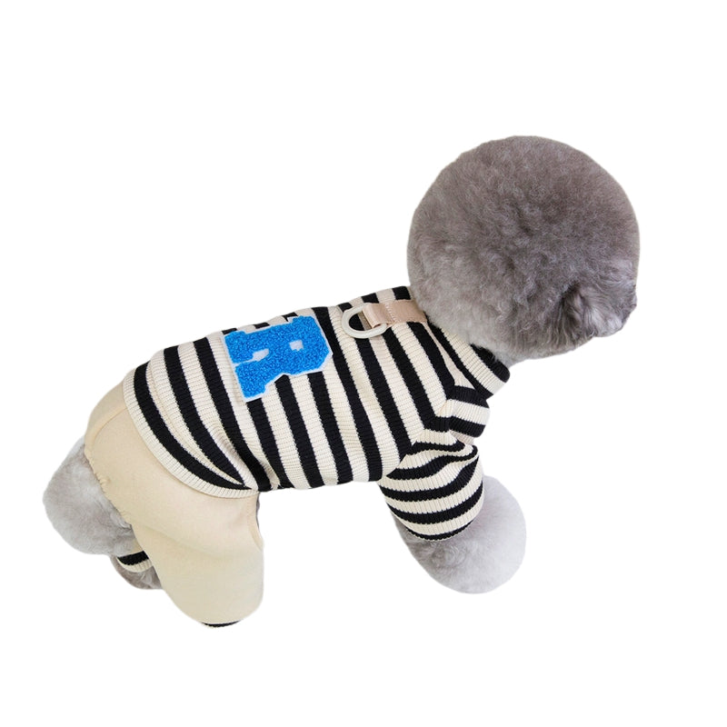 HKM-7792829 Cozy Striped Knit Four-Leg Jumpsuit for Small and Medium Dogs