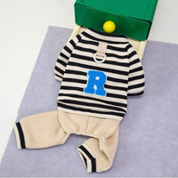 HKM-7792829 Cozy Striped Knit Four-Leg Jumpsuit for Small and Medium Dogs