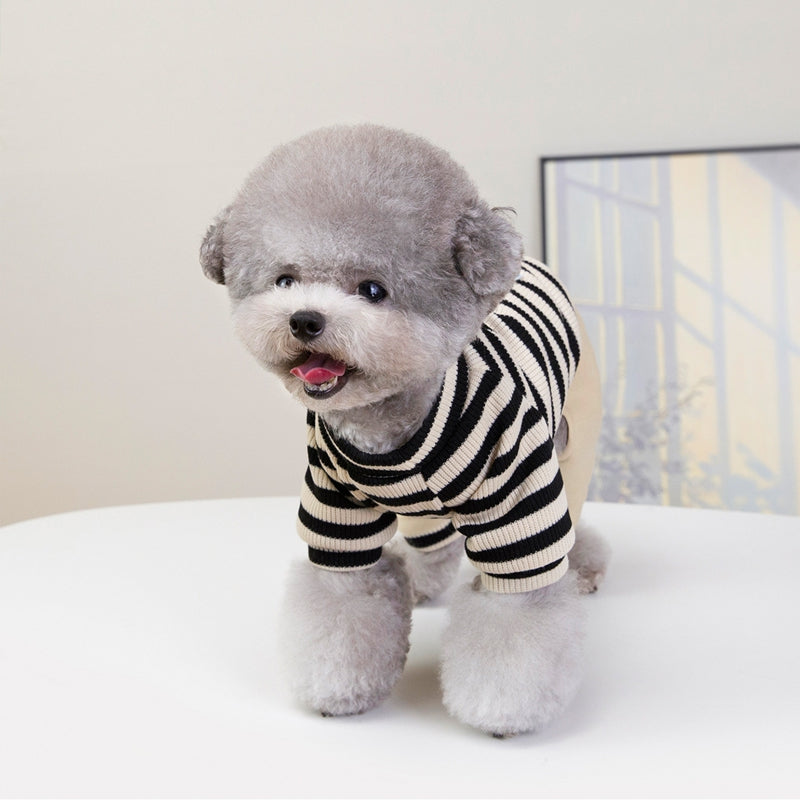 HKM-7792829 Cozy Striped Knit Four-Leg Jumpsuit for Small and Medium Dogs