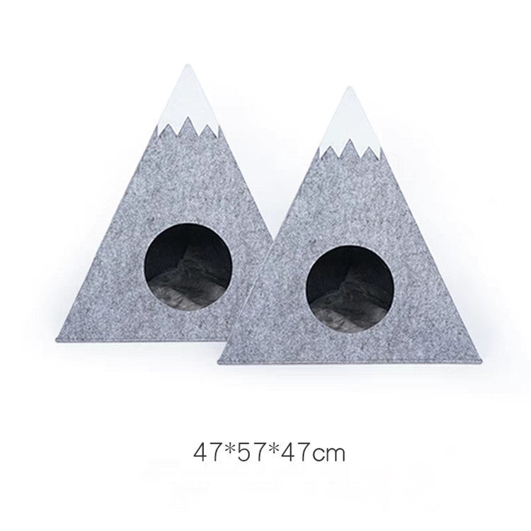HKM-7793085 Snow Mountain Style Semi-Enclosed Felt Pet Kennel - Light Grey 47x57x47cm