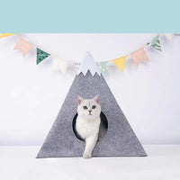 HKM-7793085 Snow Mountain Style Semi-Enclosed Felt Pet Kennel - Light Grey 47x57x47cm