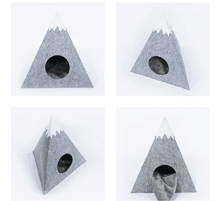 HKM-7793085 Snow Mountain Style Semi-Enclosed Felt Pet Kennel - Light Grey 47x57x47cm