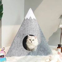 HKM-7793085 Snow Mountain Style Semi-Enclosed Felt Pet Kennel - Light Grey 47x57x47cm