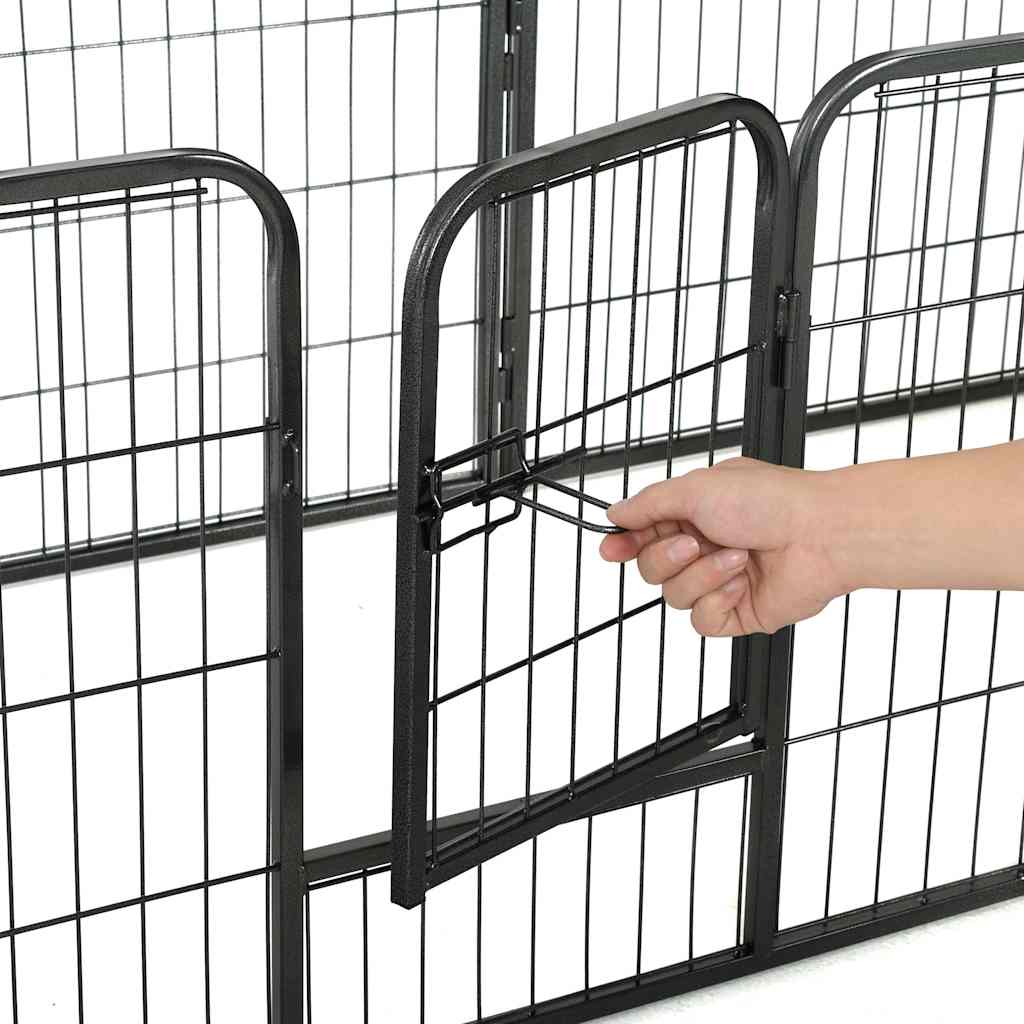 HKM-7793341 Portable 8-Panel Dog Playpen with Safety Lock and Ground Stakes